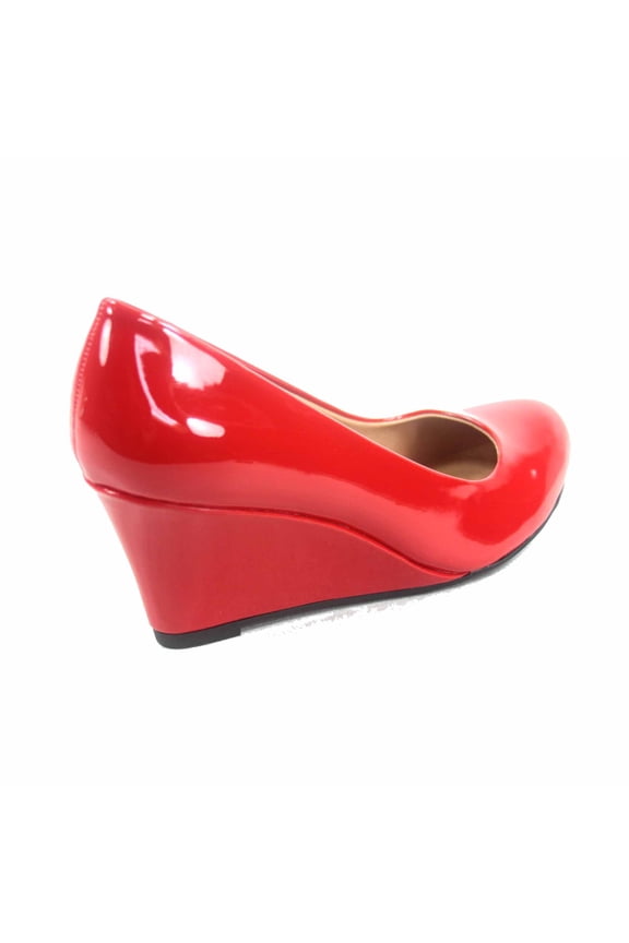 Doris-22 Women's Round Toe Patent Wedge Heel Shoes