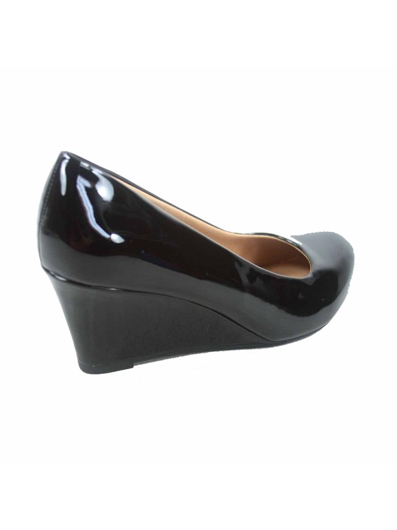 Doris-22 Women's Round Toe Patent Wedge Heel Shoes