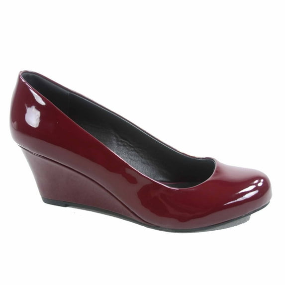 Doris-22 Women's Round Toe Patent Wedge Heel Shoes