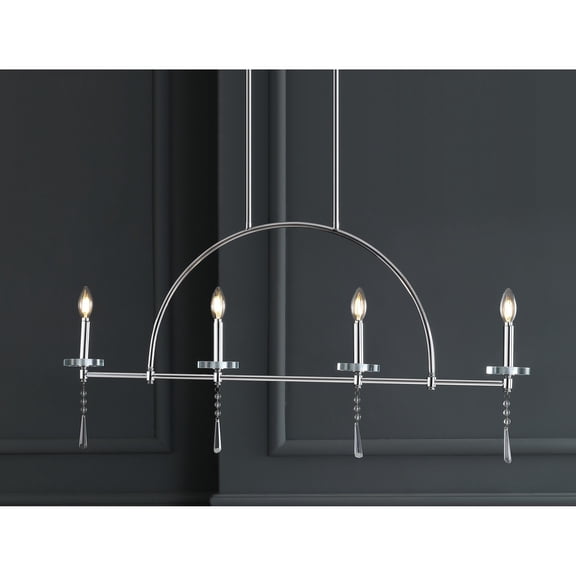 JONATHAN Y Doris 41" 4-light Linear Metal/Crystal LED Pendant, Chrome
