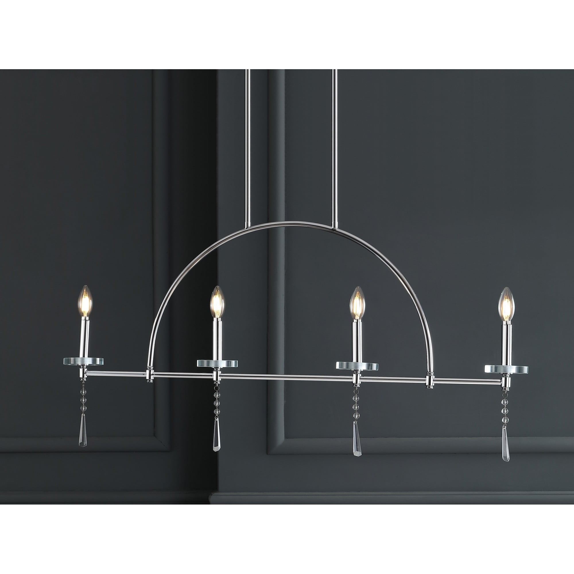 Doris Contemporary Chrome 41" LED Linear Pendant with Crystal Accents