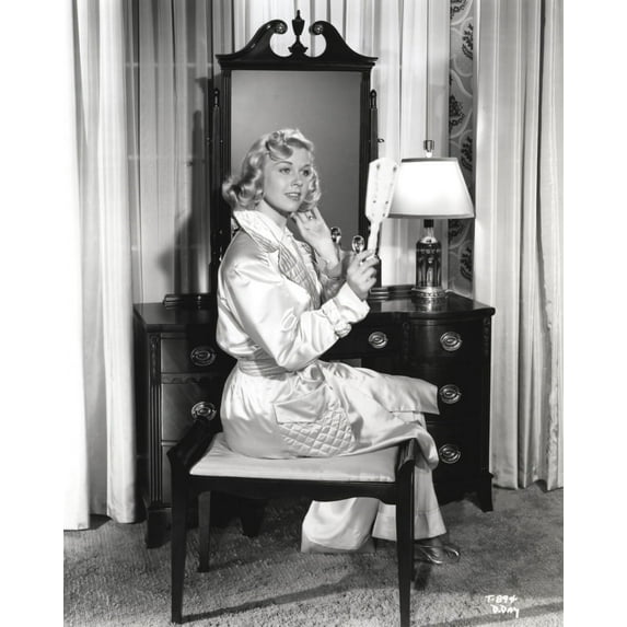 Doris Day Holding Mirror in Classic with Bathrobe Photo Print (24 x 30)