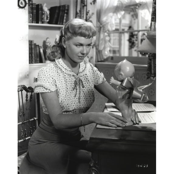 Doris Day Seated in Classic Candid Photo with Doll Photo Print (8 x 10)