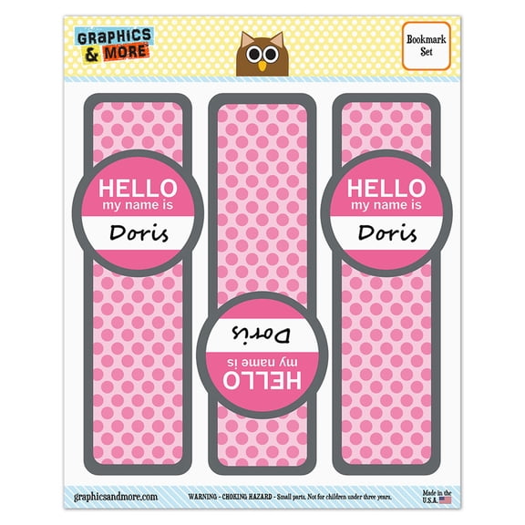 Doris Hello My Name Is Glossy Laminated Bookmarks - Set of 3