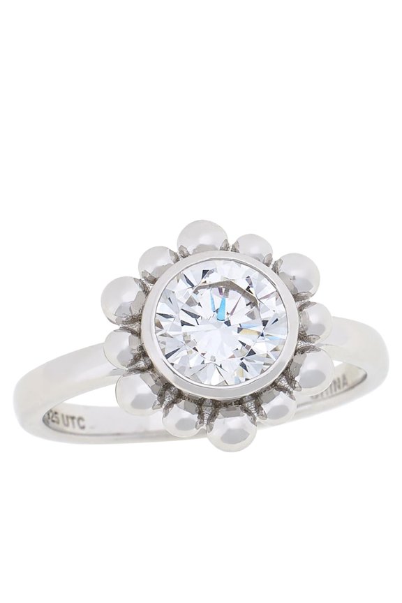 Sterling Silver Goddess Round Cubic Zirconia Ring, Size 7