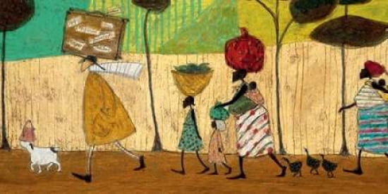 Doris helps out on the trip to Mzuzu Canvas Art - Sam Toft (24 x 48)