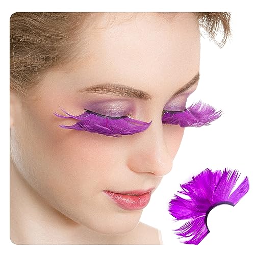 Dorisue Feathered Eyelashes Purple Light and Dark for Christmas Party