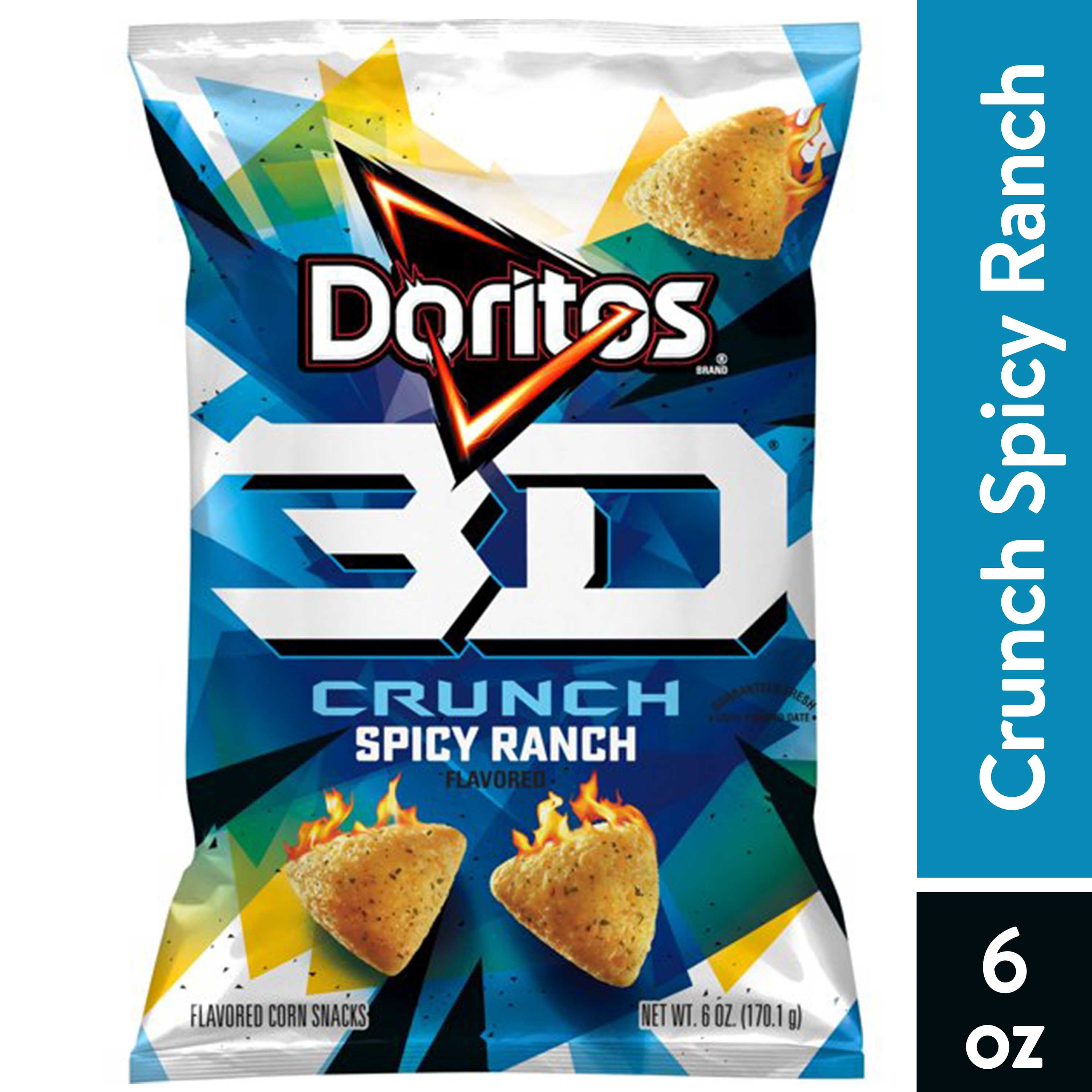 Doritos 3D Crunch Spicy Ranch Flavored Corn Snacks, 6 oz