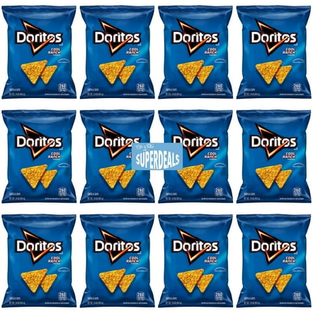 Doritos Cool Ranch Flavored Tortilla Chips, 12 Pack, 1.75 oz Each, with Mystery Gift