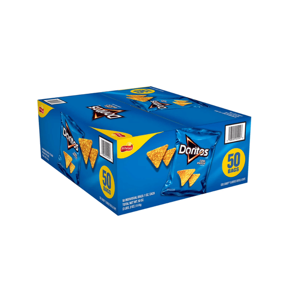 Doritos Cool Ranch Flavored Tortilla Chips, 50 Count Single-Serve Bags (1 oz Each)