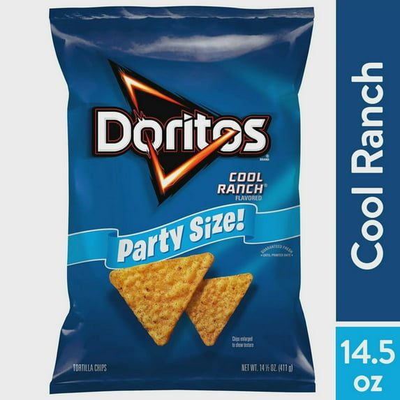 Doritos Cool Ranch Flavored Tortilla Chips, Party Size, 14.5 oz Bag - 2 Pack