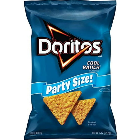 Doritos, Cool Ranch Flavored Tortilla Chips Party Size, 15 oz, 4 Pack