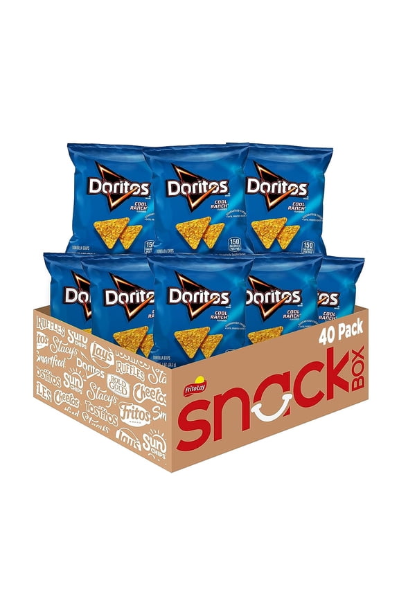 Cool Ranch Flavored Tortilla Chips Snacks Multipack, 1 oz Bags, 40 Count