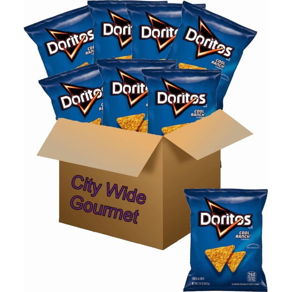 Doritos Cool Ranch Tortilla Chips, 1.75 ounce bags (Pack of 8) , Bundled by City Wide Gourmet