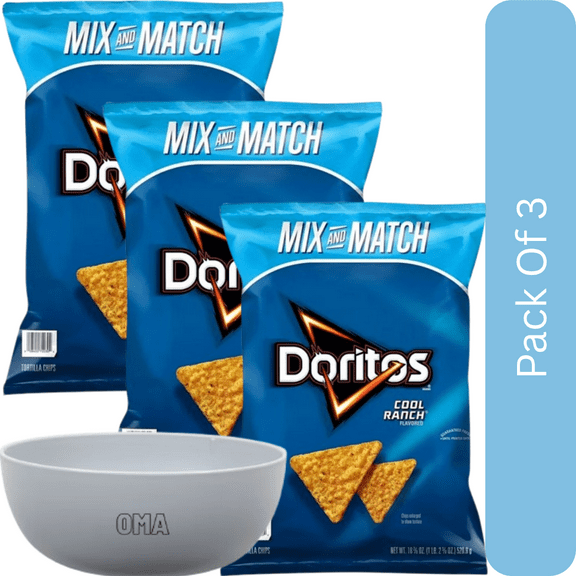 Doritos Cool Ranch Tortilla Chips — 18.38 oz- 3pk, With Olive White Bowl By OMA