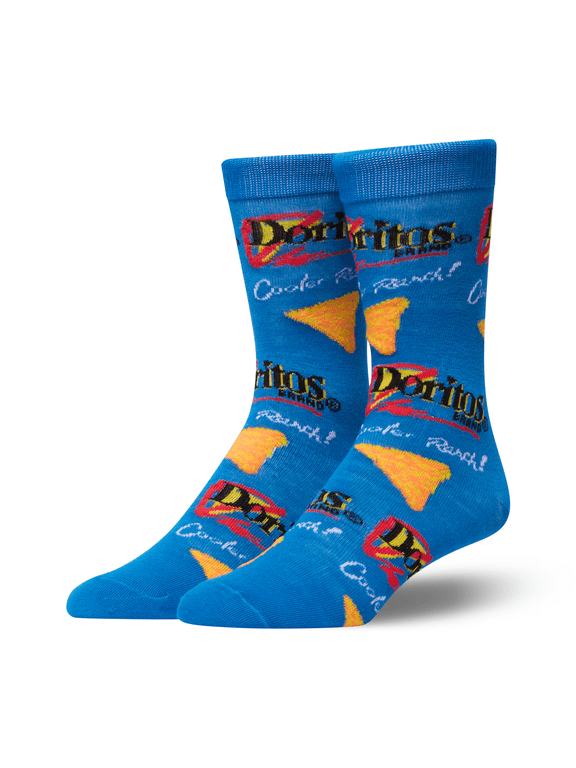 Doritos Cool Ranch Unisex Crew Socks Large Fun Snack Graphic, Colorful Pop Culture Merch, Cozy All-Day Comfort, Gift for Chip Lovers