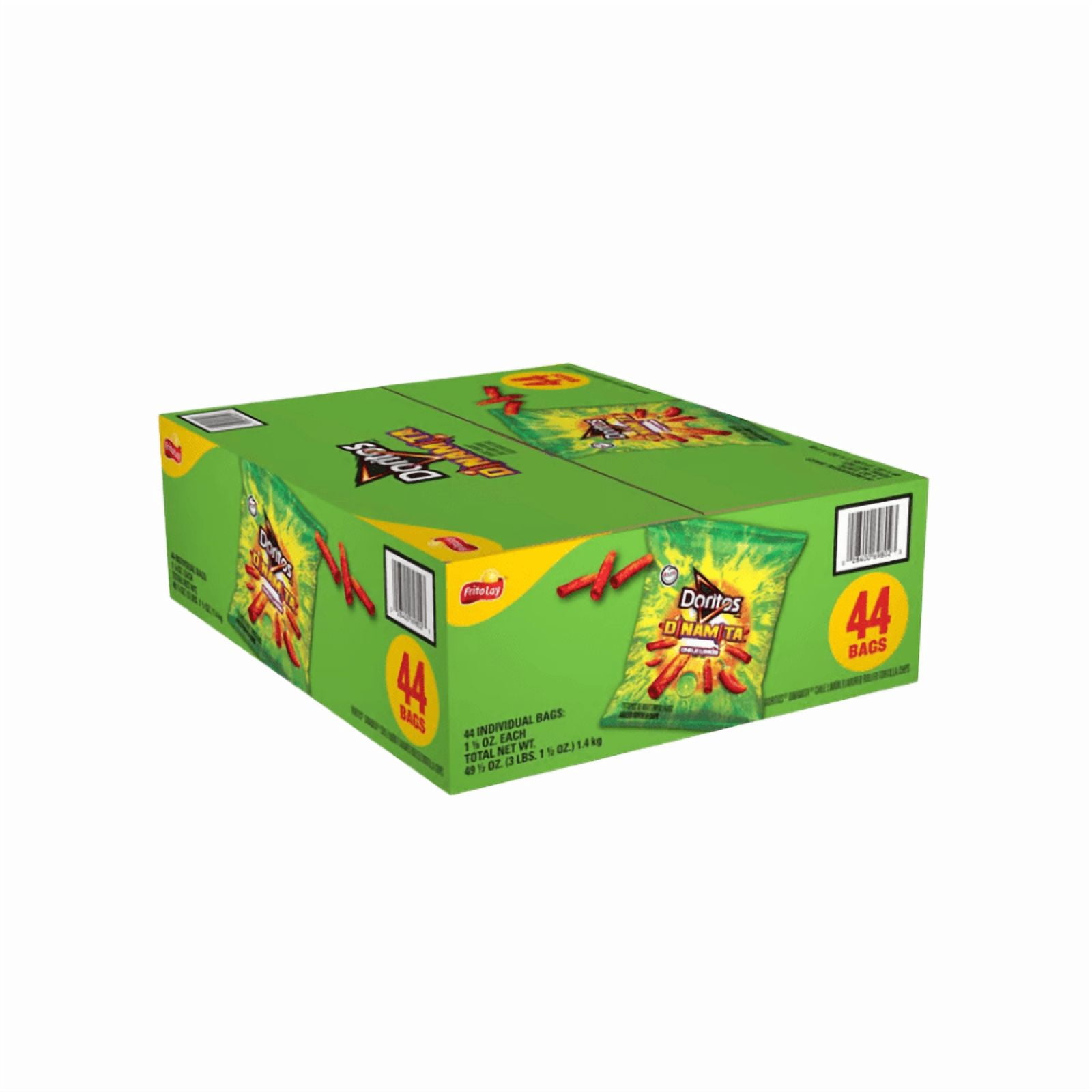 Doritos DINAMITA CHILE LIMÓN • 44 Bags • 1.125 oz EACH • Total 49.5 oz • Rolled Tortilla Chips • Spicy Tangy Crunch • Lunchbox / Vending / Party BULK BOX