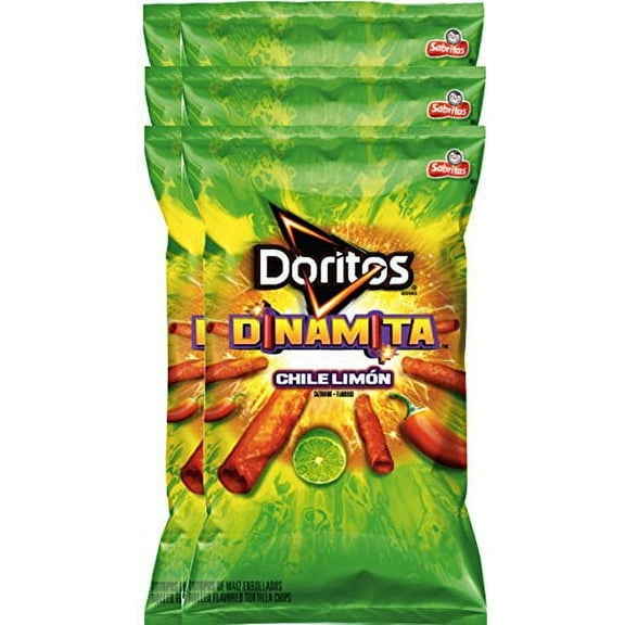 Doritos Dinamita Chile Limon Rolled Flavored Tortilla Chips, 9.25 oz Snack Care Package for College, Military, Sports (6)