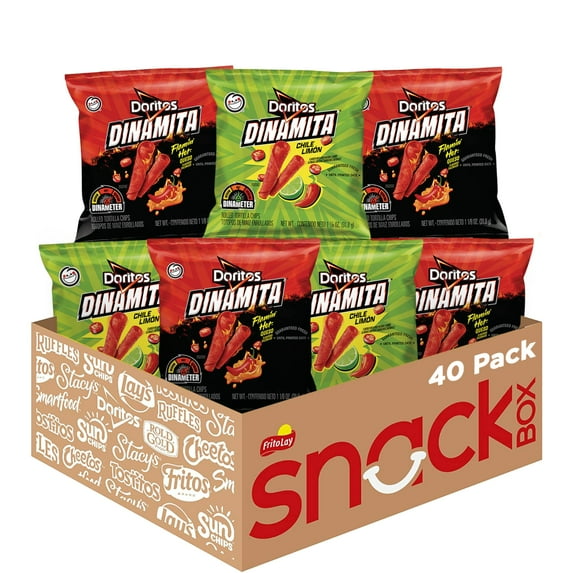 Doritos Dinamita Spicy Rolled Tortilla Chips, Chile Limon And Flamin, Hot Queso Flavored Variety Pack, (Pack Of 40).