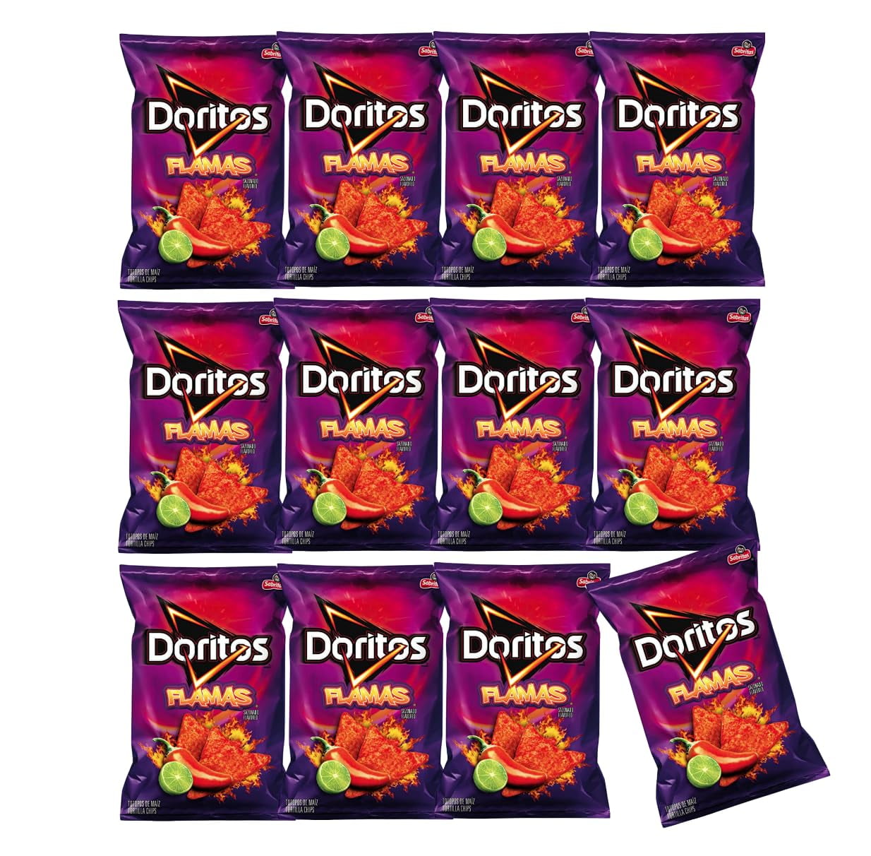 Doritos Flamas Tortilla Chips 2.5oz (12 Pack) Great for party, events