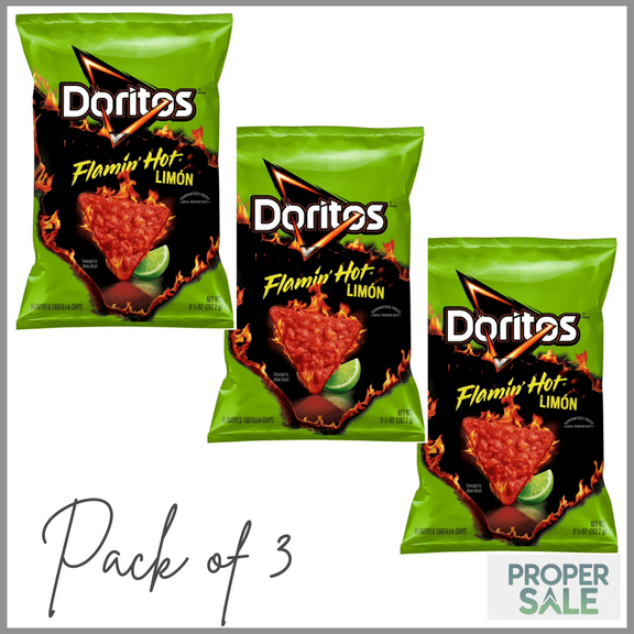 Doritos Flamin' Hot Limon Flavored Tortilla Chips, 9.25 oz Bag ( pack of 3 )