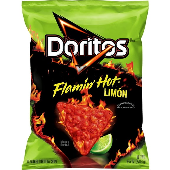 Doritos Flamin' Hot Limon Flavored Tortilla Chips, 9.75 oz Bag, Snack Chips