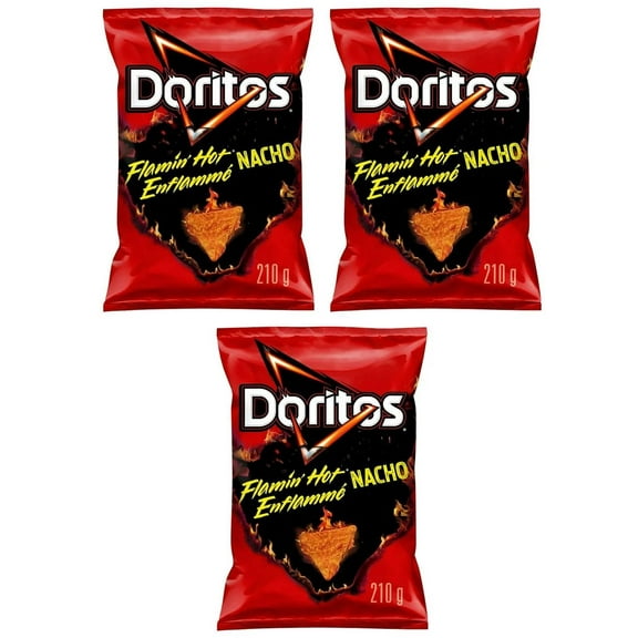 Doritos Flamin' Hot Nacho Flavored Tortilla Chips, 210g (3 Pack)