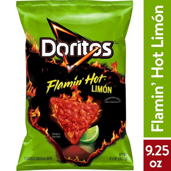 Doritos Flavored Tortilla Chips Flamin' Hot Limon 9.25 Oz - 2 Pack