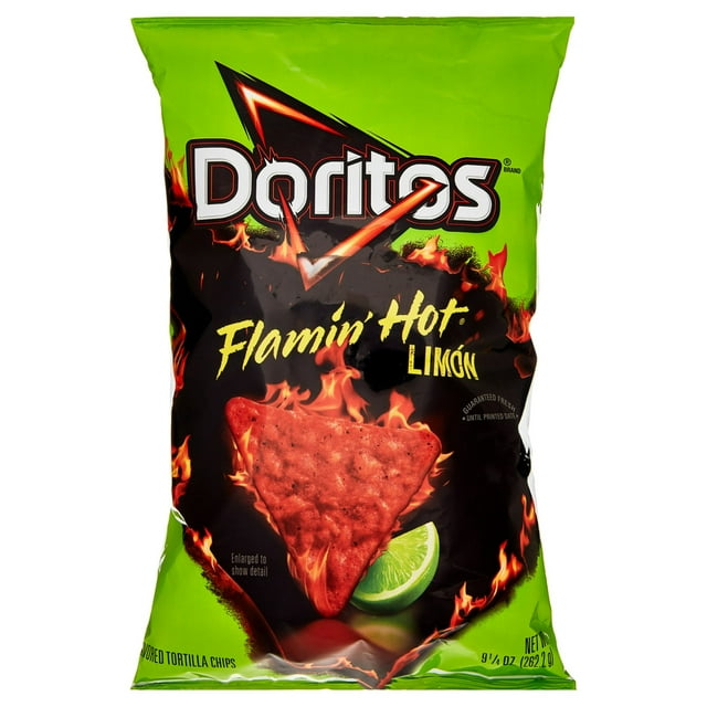 Doritos Flavored Tortilla Chips Flamin' Hot Limon 9.25 oz Bag Pack Of