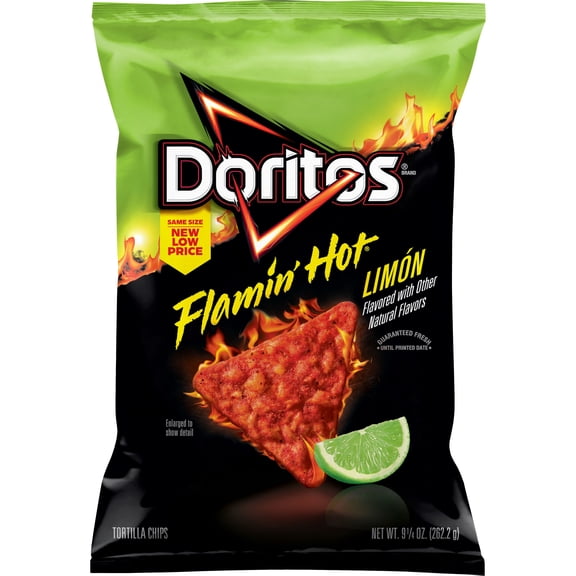 Doritos Flamin' Hot Limon Flavored Tortilla Chips, 9.25 oz Bag