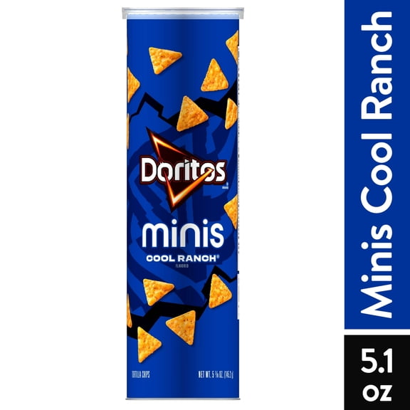 Doritos Minis, Cool Ranch Flavored Snack Chips Canister, 5.125 oz (Pack of 2).