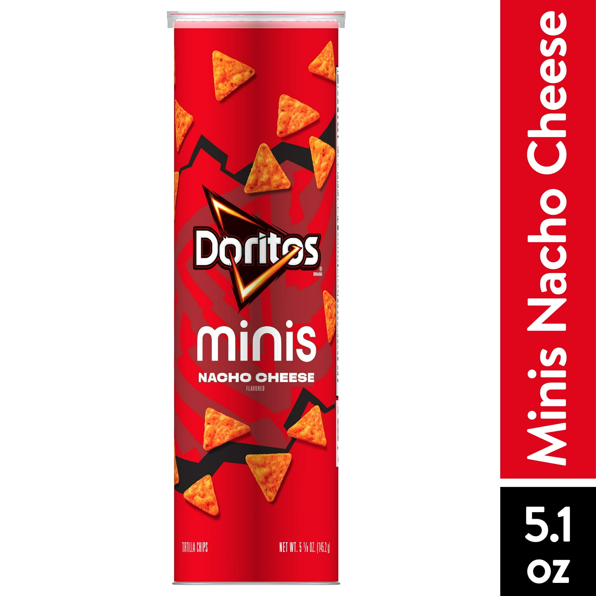 Doritos Minis, Nacho Cheese Flavored Canister, Tortilla Chips, 5.125 oz Canister