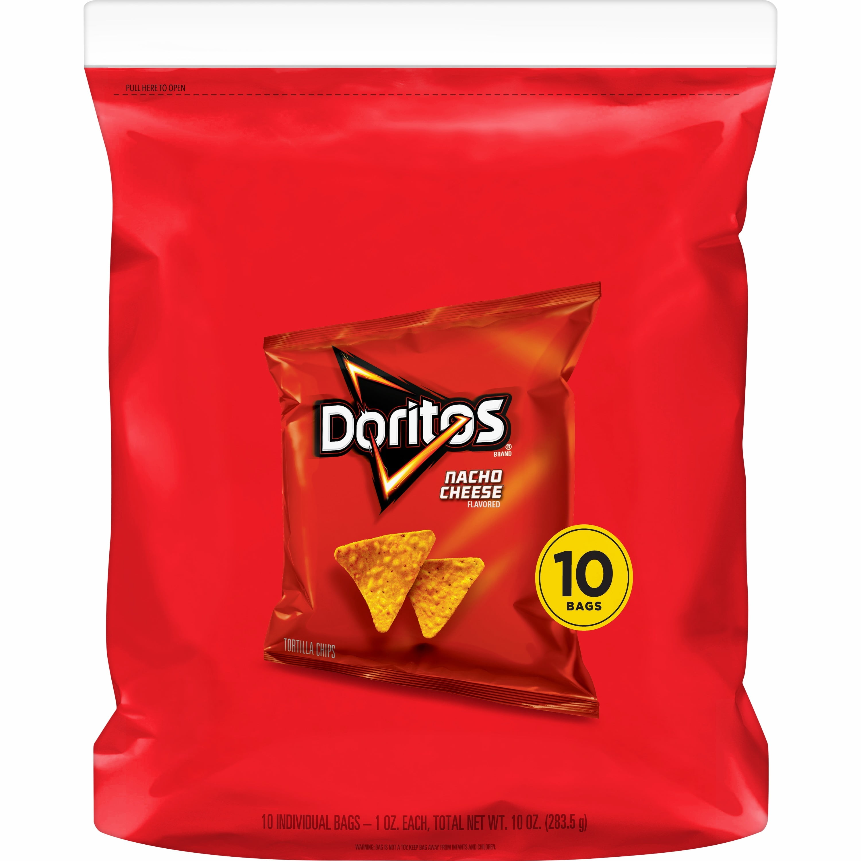 Doritos Nacho Cheese Flavored Tortilla Chips, 1 oz Bags, 10 Count pack of 3