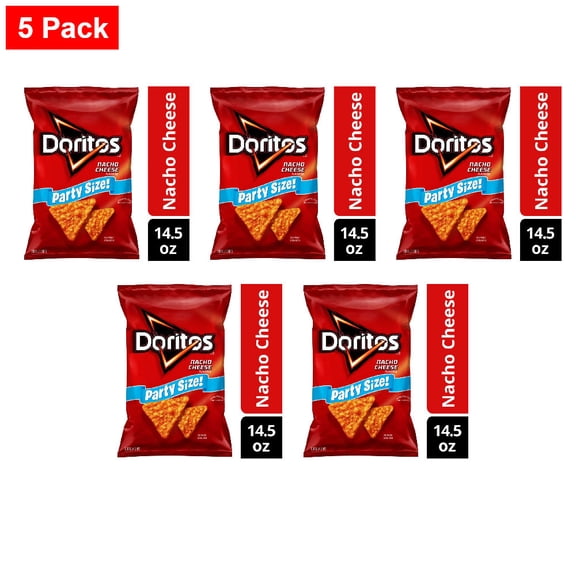 Doritos Nacho Cheese Flavored Tortilla Chips Party Size 14.5 oz - 5 Pack