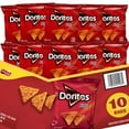 thumbnail image 1 of Doritos Nacho Cheese Tortilla Chips, 1 TVS1&nbsp;oz,. 10 Packs (Lyfno Trademark Spoon Included), 1 of 3