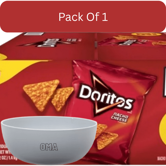 Doritos Nacho Cheese Tortilla Chips, 1 oz 50-Pack with white bowl by OMA