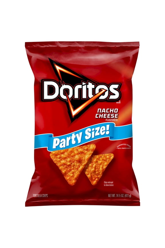 Nacho Cheese Tortilla Snack Chips,Party Size, 14.5 Ounce Bag