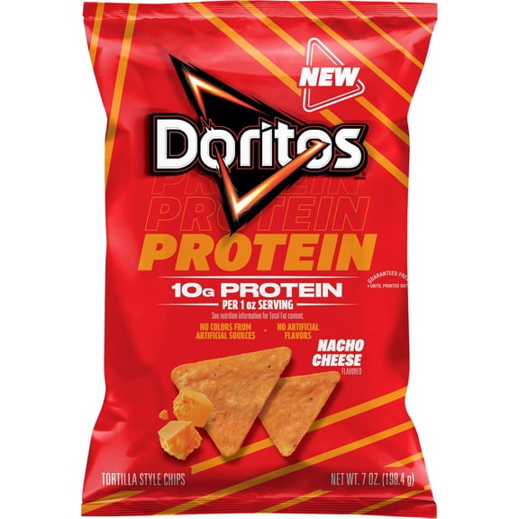 Doritos Protein Nacho Cheese Tortilla Chips Bag, 7 oz