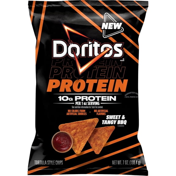 Doritos Protein Sweet & Tangy BBQ Tortilla Chips Bag, 7 oz