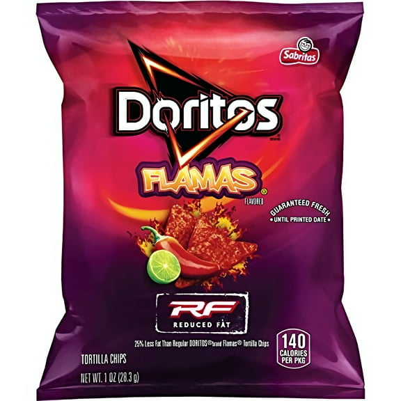 Doritos Reduced Fat Tortilla Chips, Flamas Flavored, 1 Ounce (Case of 72)