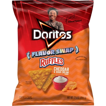 Doritos Ruffles Cheddar and Sour Cream Tortilla Chips, 2.625 oz Bag