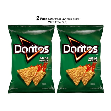 Doritos Salsa Verde Flavored Tortilla Chips, 9.25 oz (2 Pack) Free Gift from Winrock Store