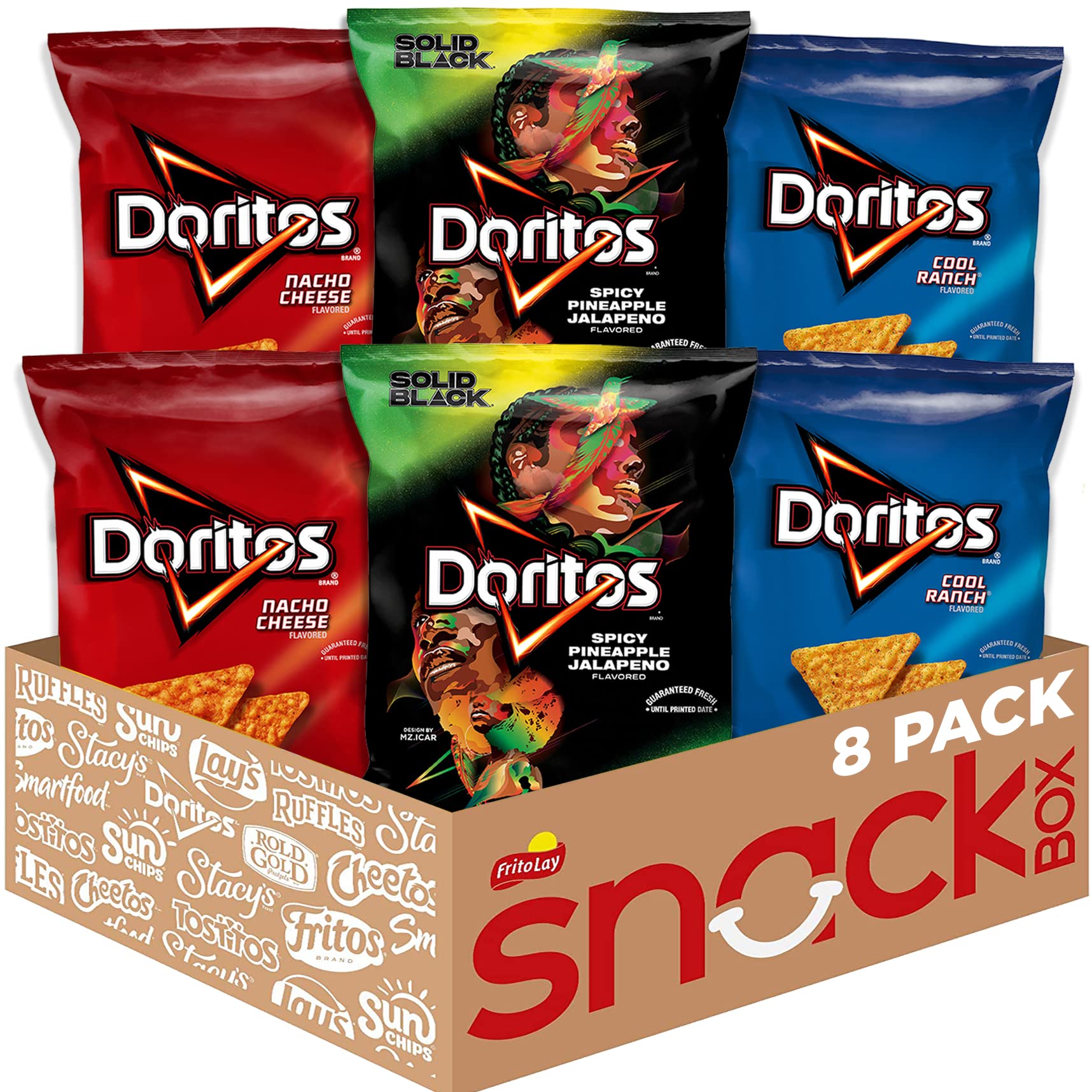 Doritos Solid Black Spicy Pineapple Jalapeno, Nacho Cheese, And Cool