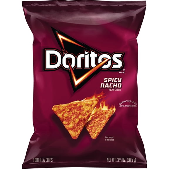 Doritos Spicy Nacho Flavored Tortilla Chips, 3.125 oz Bag