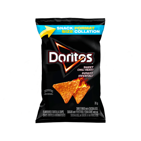 Doritos Sweet Chili Heat Tortilla Chips, Snack Size, 70g/2.5 oz