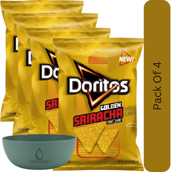 Doritos Tangy & Sweet Golden Sriracha Tortilla Chips, 9.25 oz Bag With Olive Green Bowl By ValueNest