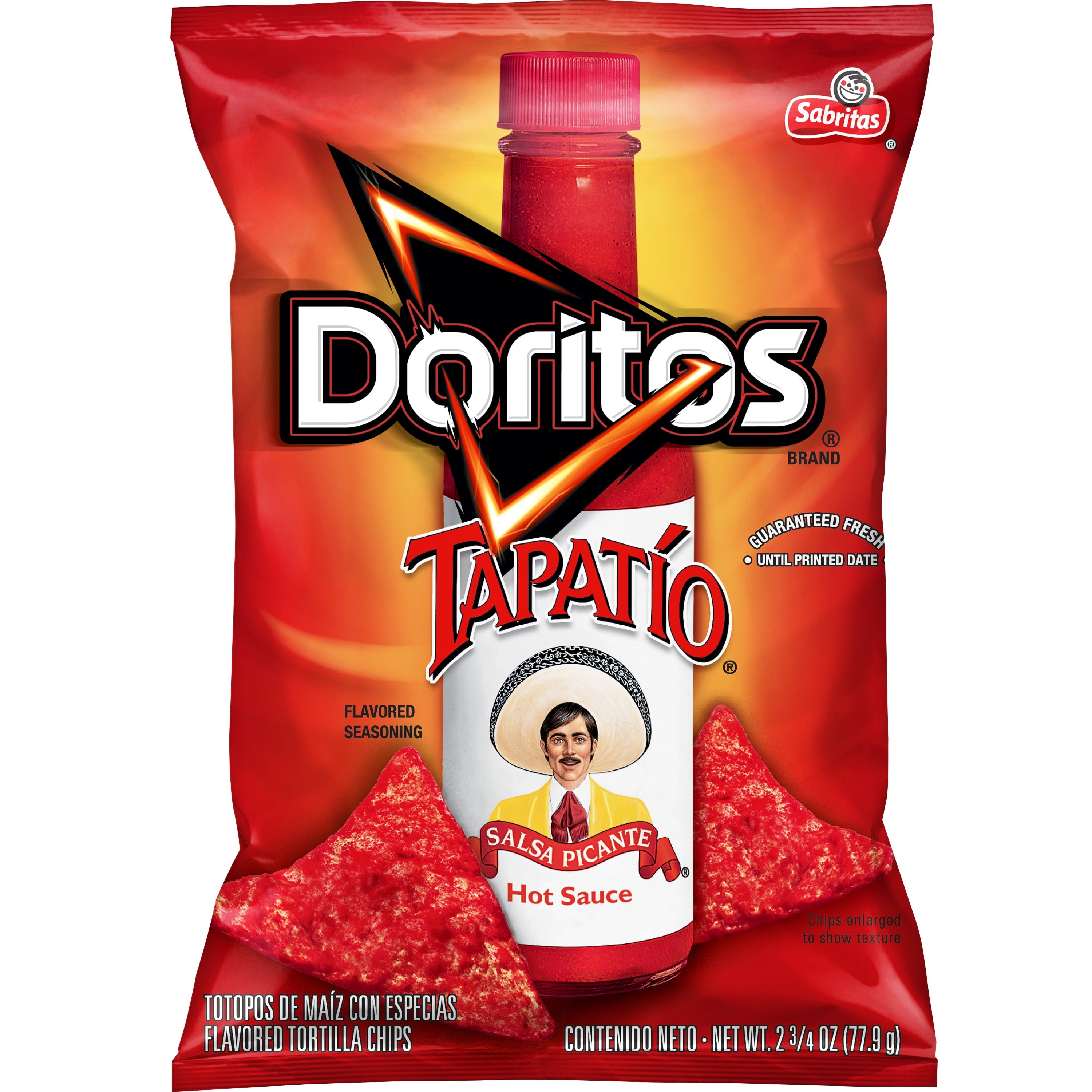 Doritos Tapatio Hot Sauce Flavored Tortilla Chips Snack Chips, 2.75oz Bag Single Pack