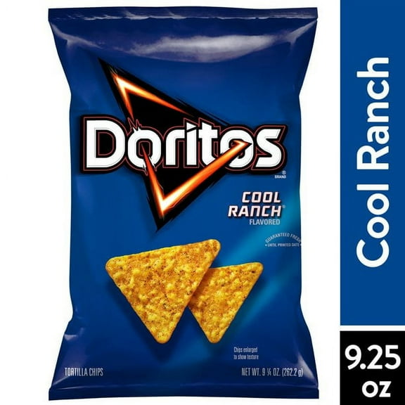 Doritos Tortilla Chips Cool Ranch Flavor Snack Chips, 9.25 oz Bag-Pack Of 4