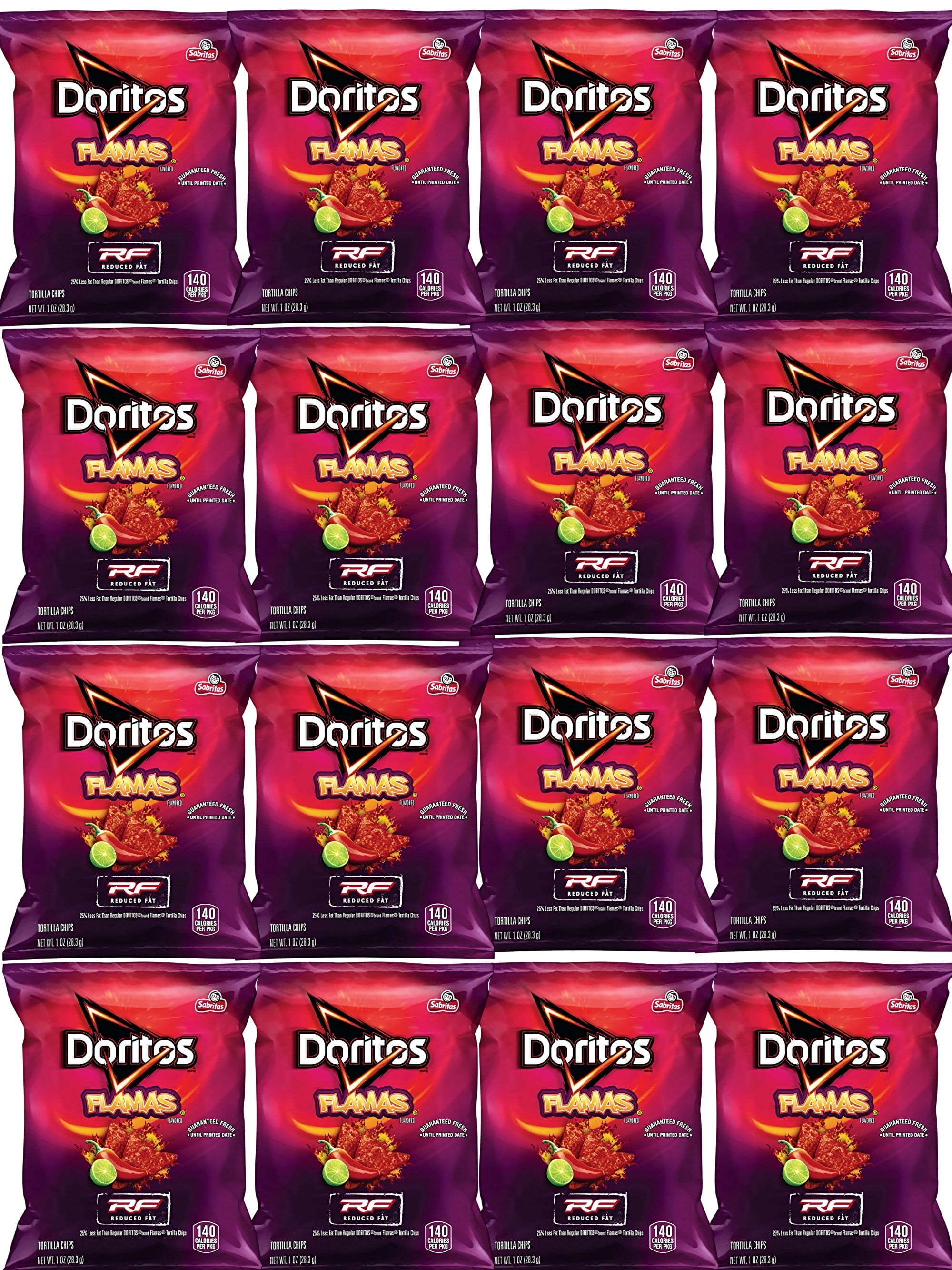 Doritos Tortilla Chips, Flamas, Reduced Fat, 1 Oz Bags (Pack of 16) Bundled by Shoppyway