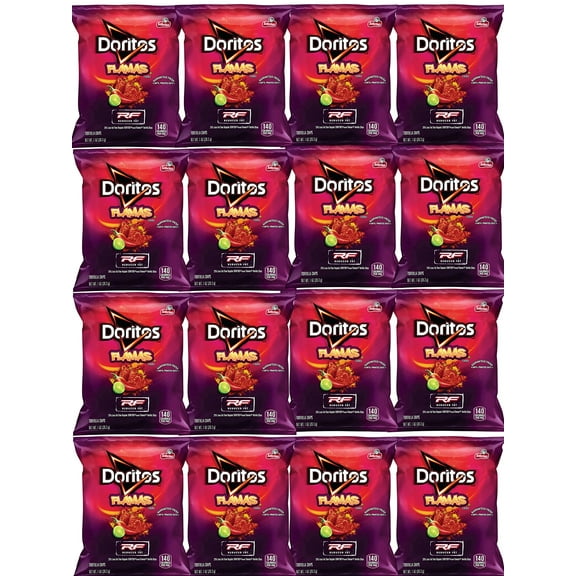 Doritos Tortilla Chips, Flamas, Reduced Fat, 1 Oz Bags (Pack of 16) Bundled by Shoppyway